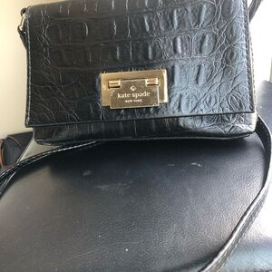 Kate Spade Black Croc-Embossed Leather Bag